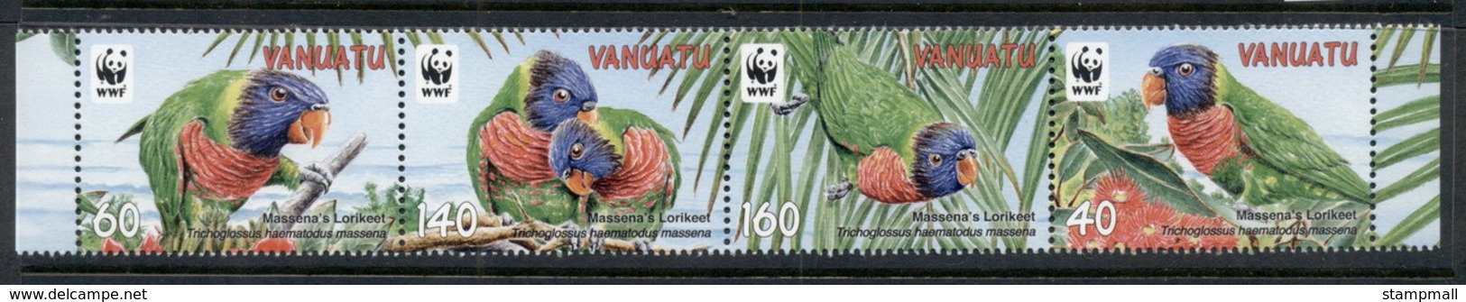 Vanuatu 2011 WWF Massena's Lorikeet, Bids Str4 MUH - Vanuatu (1980-...)