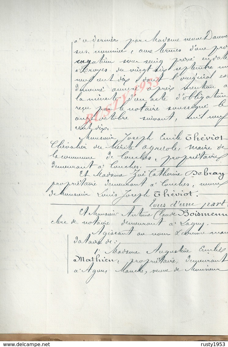 LAGNY SUR MARNE 1912 ACTE PROROGATION DE DELAI THÉVIOT 32 PAGES : - Manuscrits