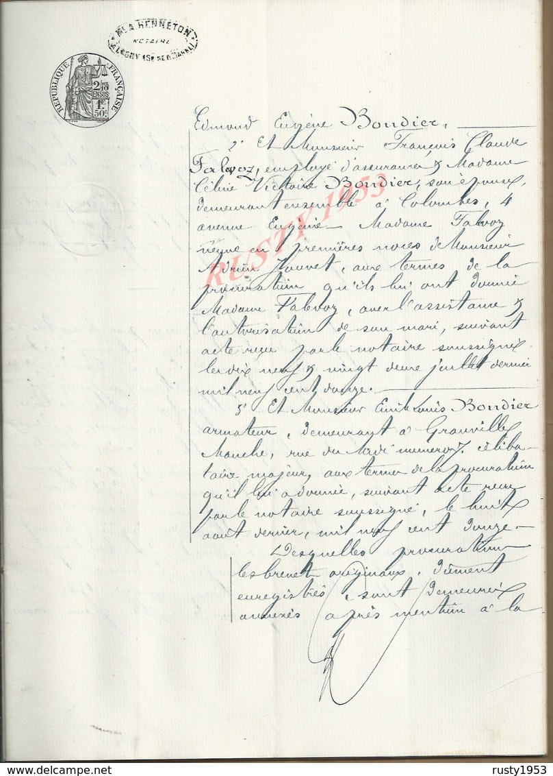 LAGNY SUR MARNE 1912 ACTE PROROGATION DE DELAI THÉVIOT 32 PAGES : - Manuscrits