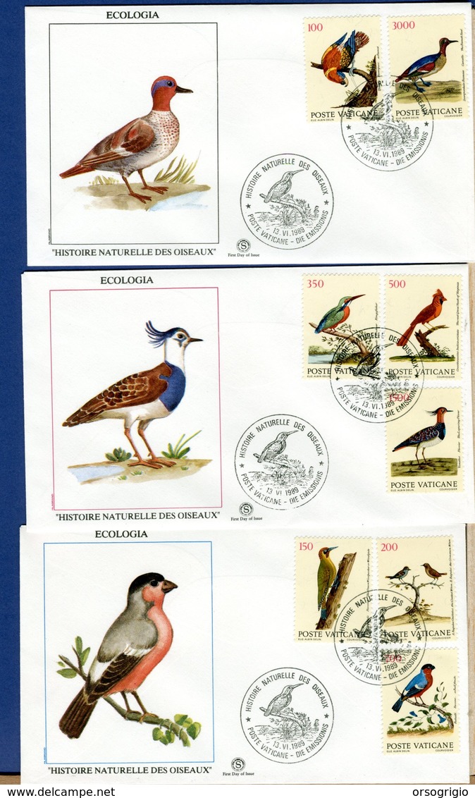 VATICANO - FDC 1989 - FILAGRANO - HISTOIRE NATURELLE DES OISEAUX  -  ECOLOGIA - FDC