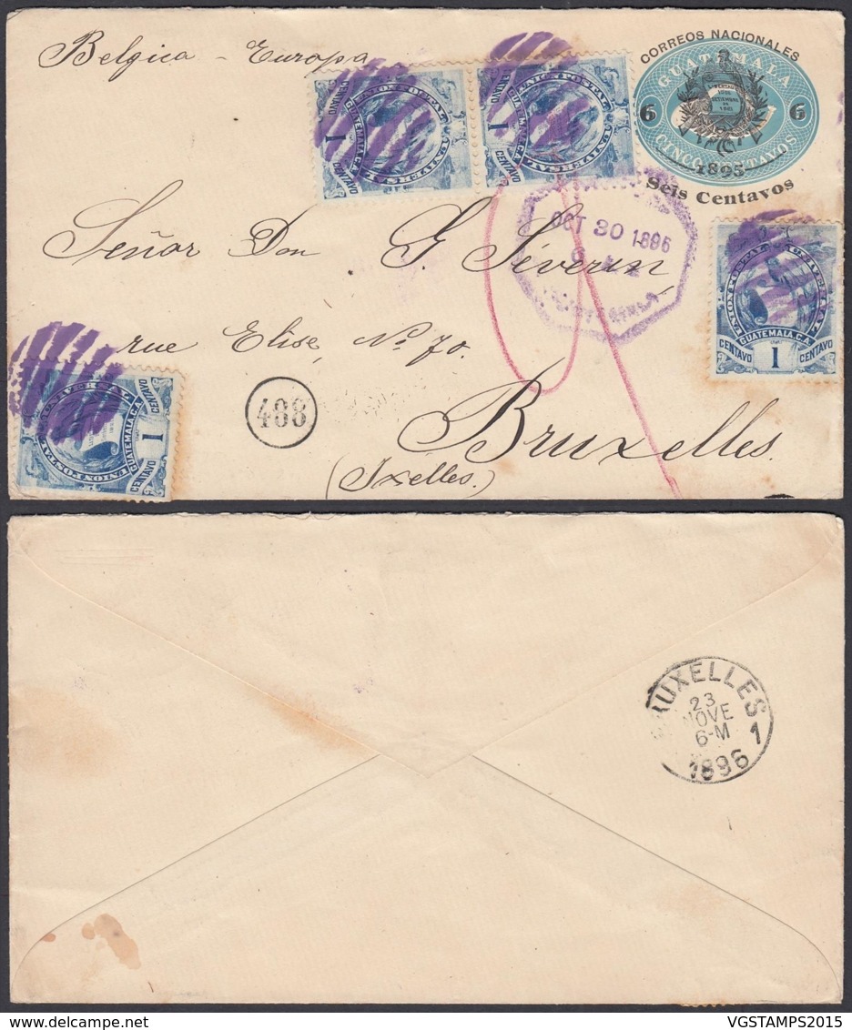 Guatemala 1896 - Entier Postal Illustré Vers Brusselles - Belgique Ref. (DD) DC-MV-335 - Guatemala