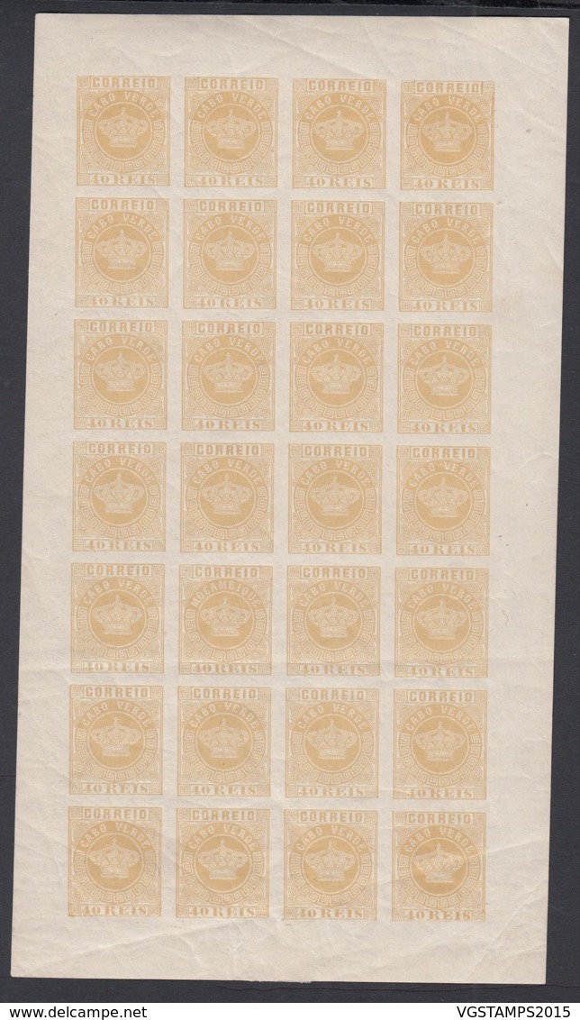 Cap Vert 1881 - Feuille De 28 Timbres Neufs. Mi Nr. 13. Avec Erreur  Posit. 18 Moçambique. Rare.  Ref. (VG) DC-MV-343 - Cape Verde