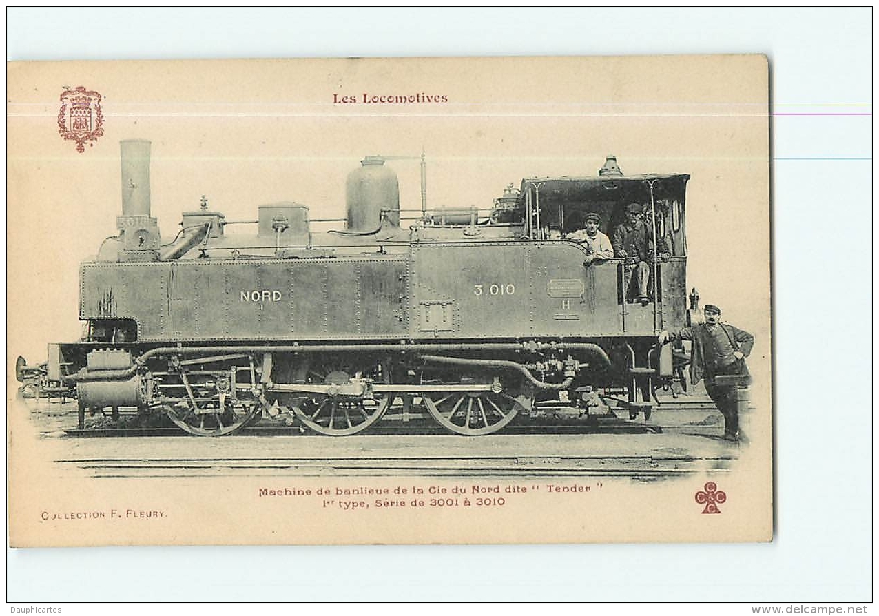 Cie Du Nord : Machine De Banlieue 3010 Dite Tender 1er Type.  TBE. 2 Scans. Les Locomotives, Edition Fleury - Matériel