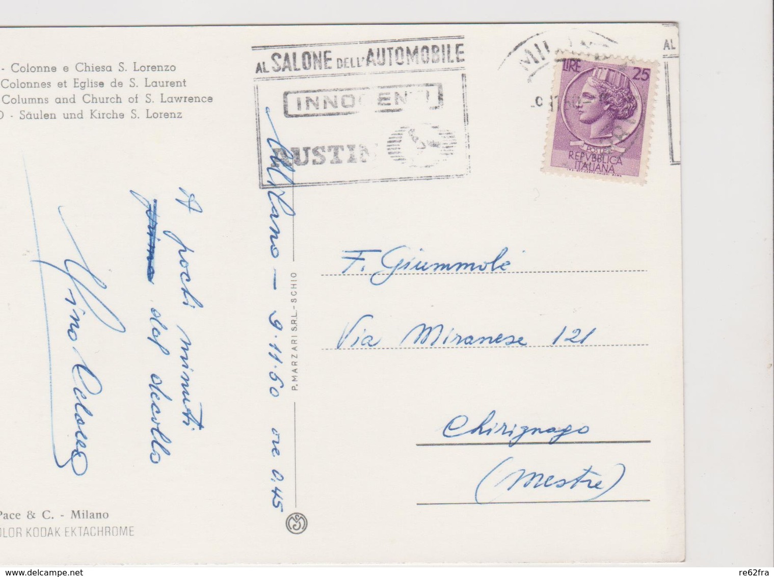 MILANO,  Timbro Postale Pubblicitario Non Comune INNOCENTI AUSTIN  - F.G. - 1960 - Milano (Milan)