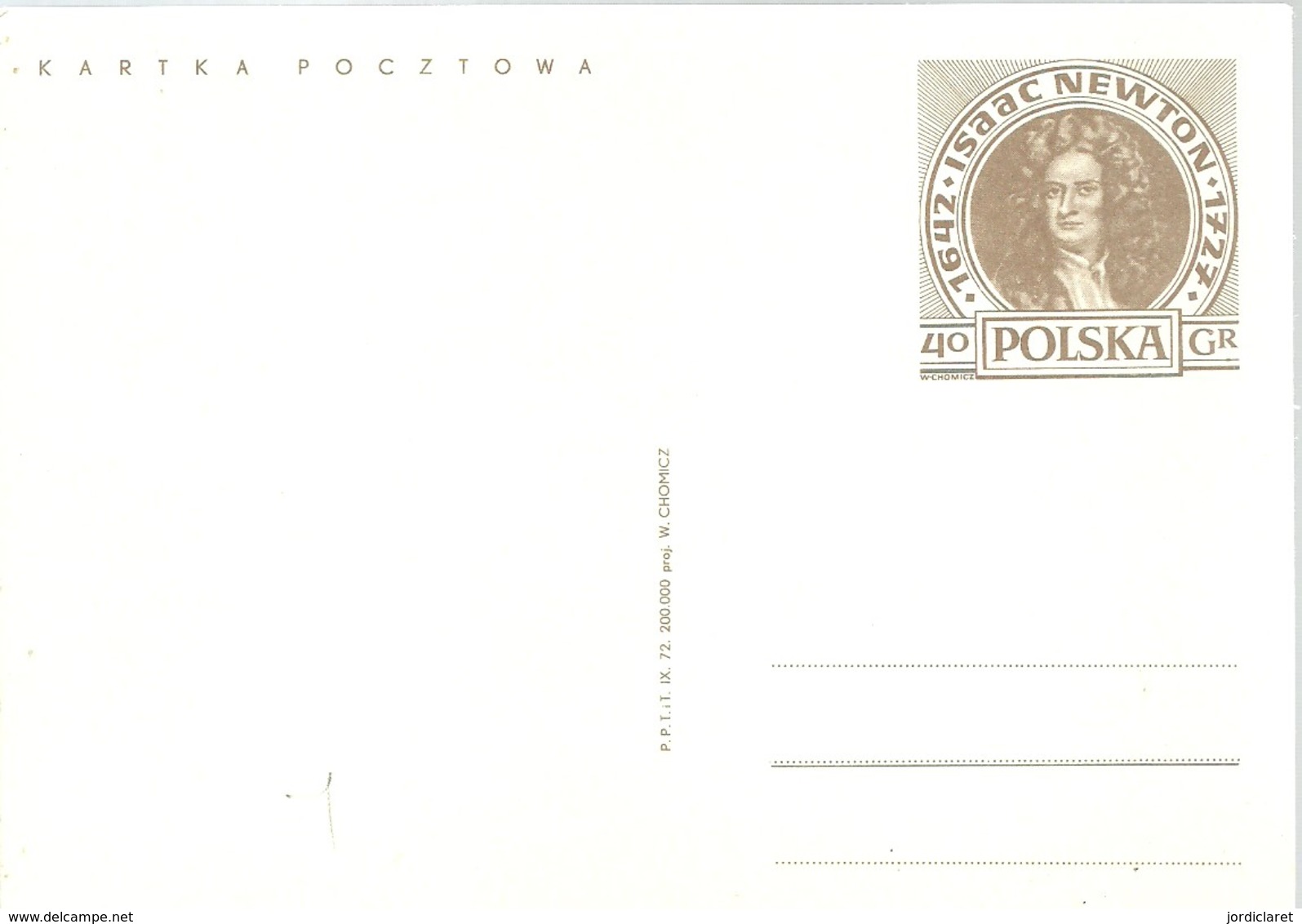 POSTKARTE  POLONIA  ISSAC NEWTON - Astrología