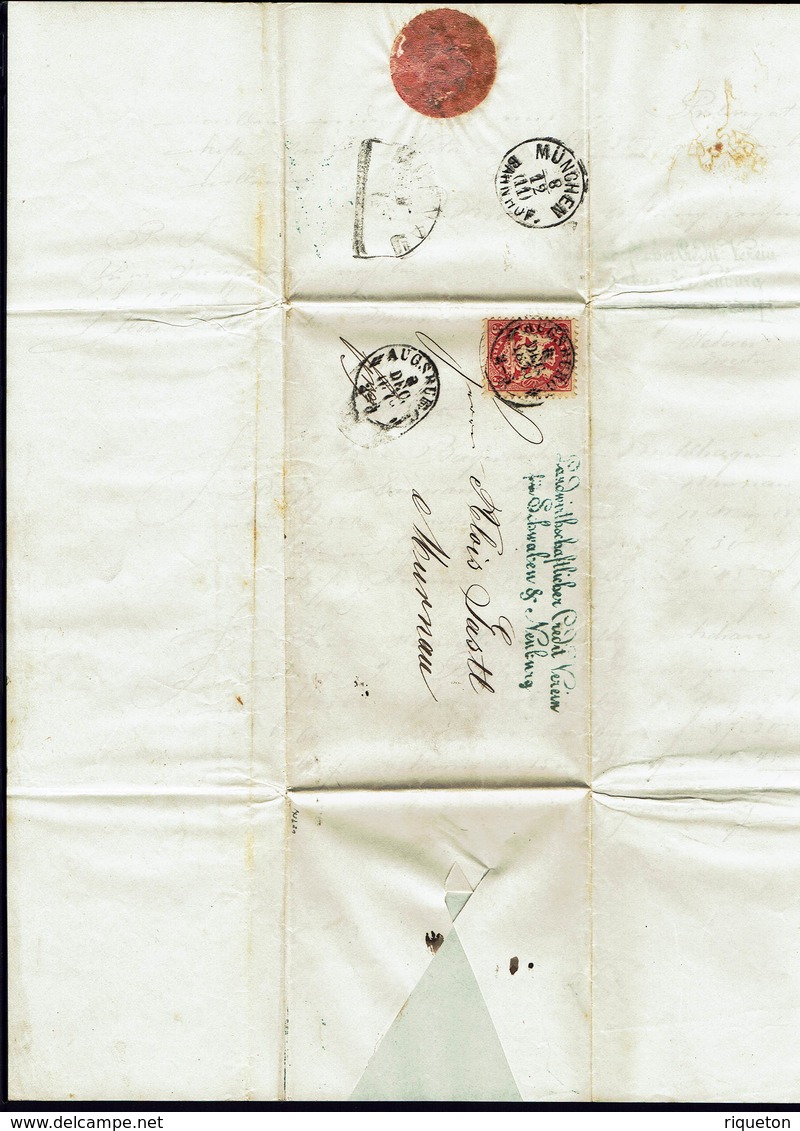 ALLEMAGNE - 1870 - 3 Kreuzer Sur Lettre De Augsburg Pour Murnau - B/TB - - Autres & Non Classés