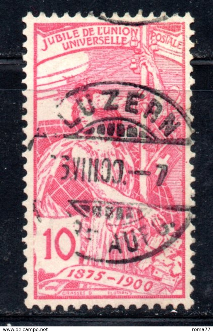 232 490 - SVIZZERA 1900 , UPU 10 Cent Unificato N. 87 Usato . - Oblitérés