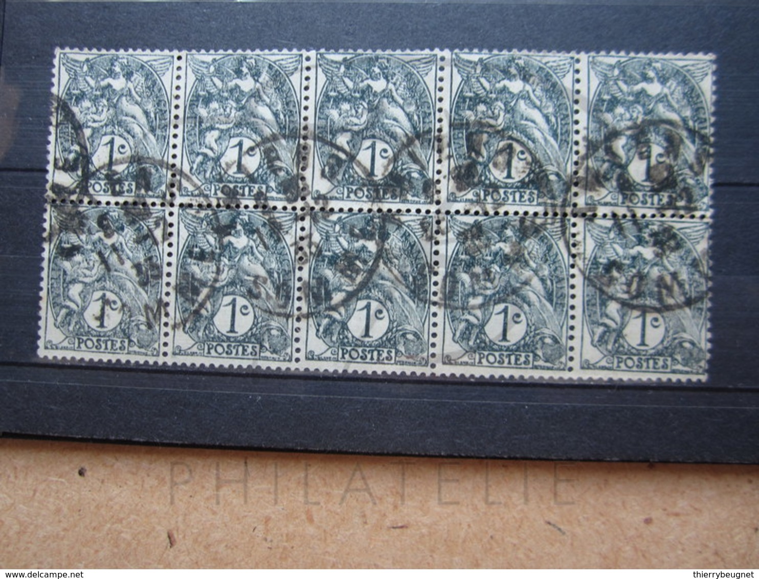 VEND BEAUX TIMBRES DE FRANCE N° 107 EN BLOC DE 10 , CACHETS " AMIENS " !!! - 1900-29 Blanc