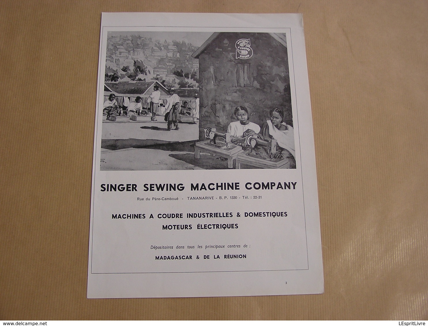 SINGER Machine à Coudre Réunion Madagascar Outre Mer Gay Frères Hotel + Gevaert Film Photo Publicité Originale - Publicités