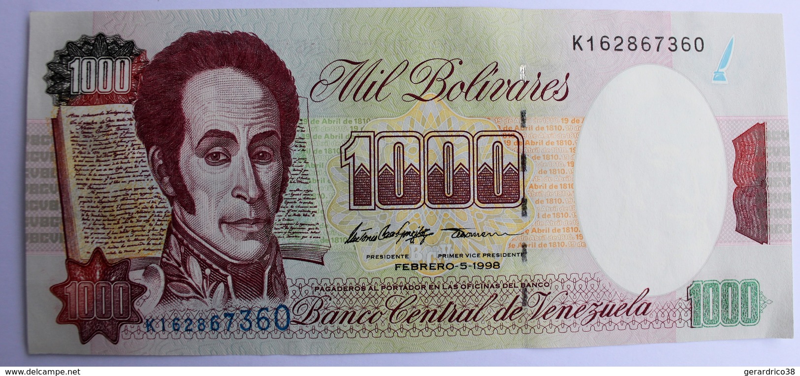VENEZUELA.1000 Bolivares.5 Fevrier 1998.neuf.TBE. - Venezuela