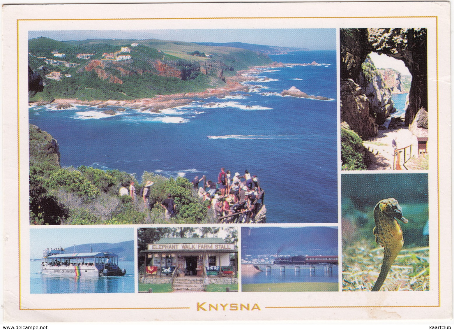 Knysna - Featherbed Nature Reserve, Riverboat, Elephant Walk Farm, SEAHORSE - Multiview - (South Africa) - TRAIN STAMP - Zuid-Afrika