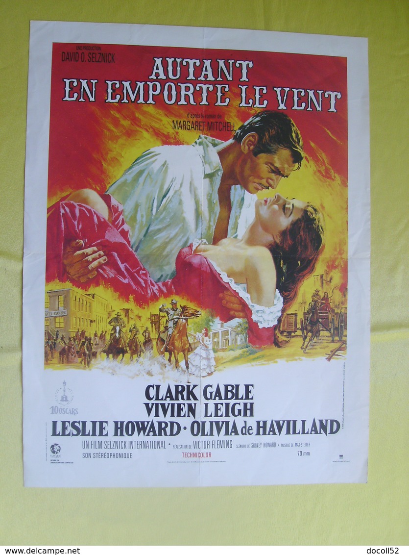 CLARK GABLE - VIVIEN LEIGH Affiche Originale 51 X 39 Autant En Emporte Le Vent 1939 - Affiches & Posters