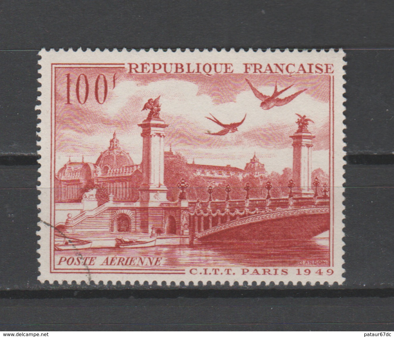 FRANCE / 1949 / Y&T PA N° 28 : Vue De Paris (Congrès CITT) - Choisi - Cachet Rond - 1927-1959 Oblitérés