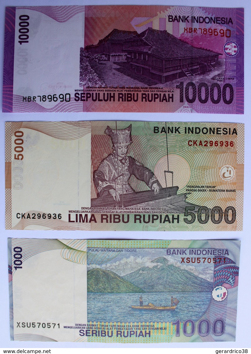 INDONESIE.LOT DE 1000.5000.et 10000 RUPIAH.ROUPIE.TBE. - Indonésie