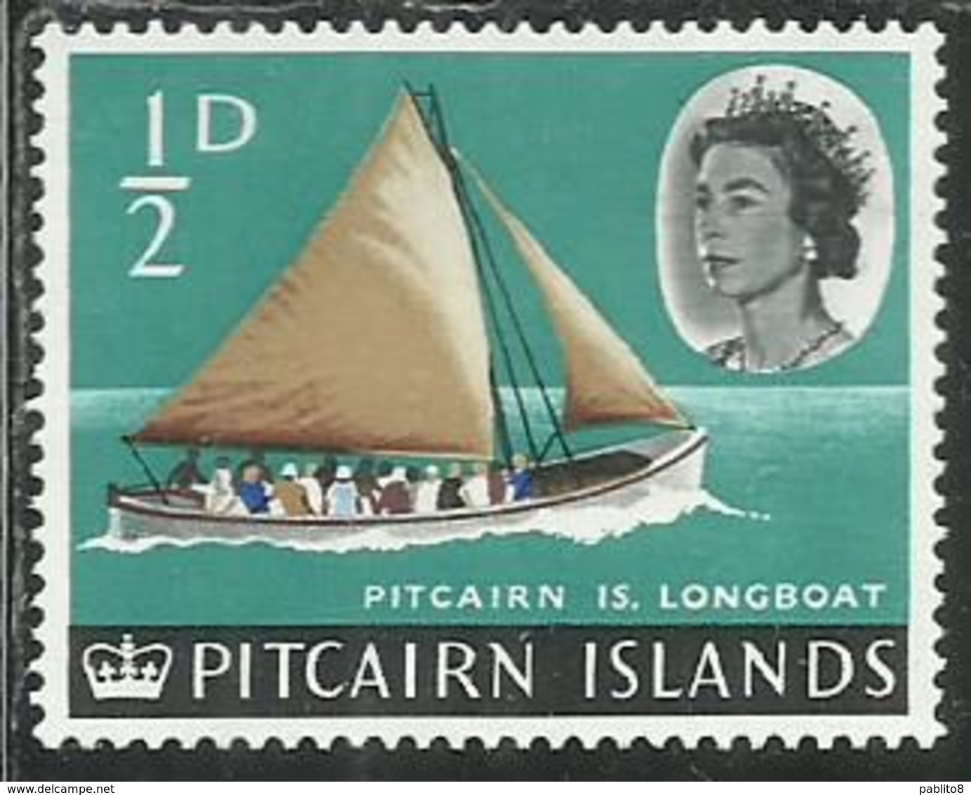 PITCAIRN ISLANDS ISOLE 1964 1965 DEFINITIVES LONGBOAT 1/2p MNH - Pitcairn