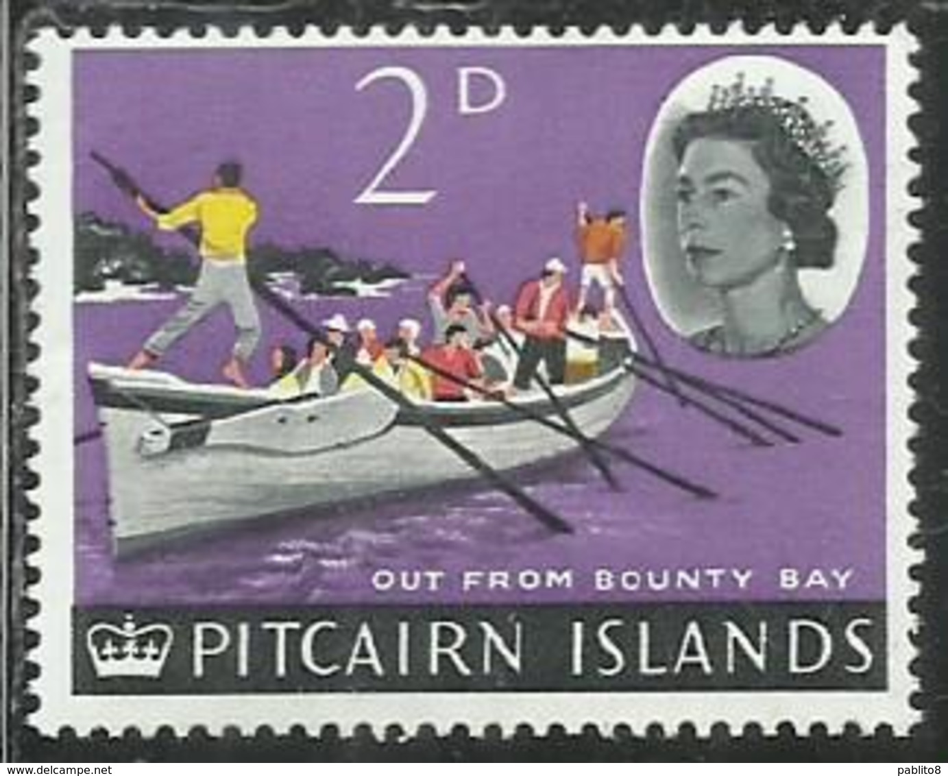 PITCAIRN ISLANDS ISOLE 1964 1965 DEFINITIVES OARSMEN ROWING LONGBOAT 2p MNH - Pitcairn