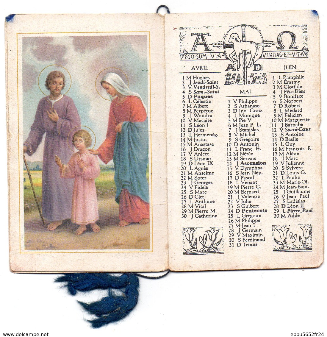 Calendrier (6,1 X 10 ) ANNO DOMINI 1953  Institut "PIEUSES DISCIPLES DU DIVIN MAITRE " - Petit Format : 1941-60