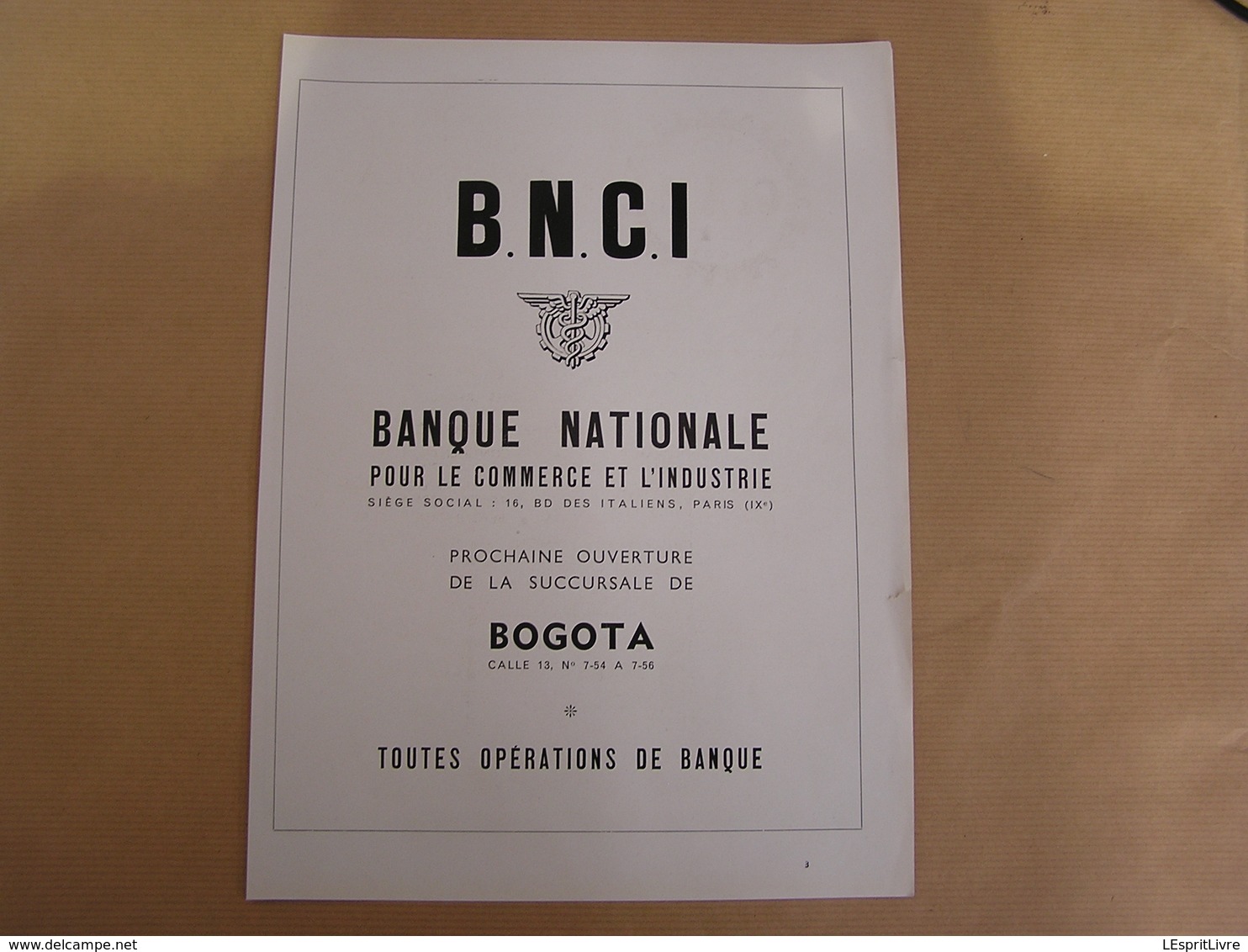 BNCI Banque Nationale Paris Bogota + Compania Colombiana De Seguros Colombie Amérique Bank Assurance Publicité Originale - Advertising