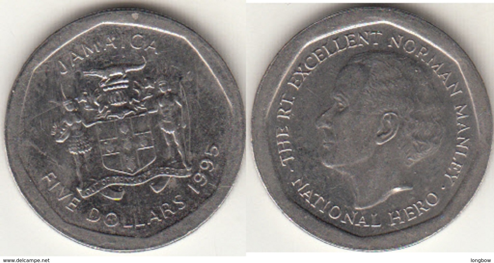 Giamaica 5 Dollars 1995 Coat Of Arms KM#163 - Used - Giamaica