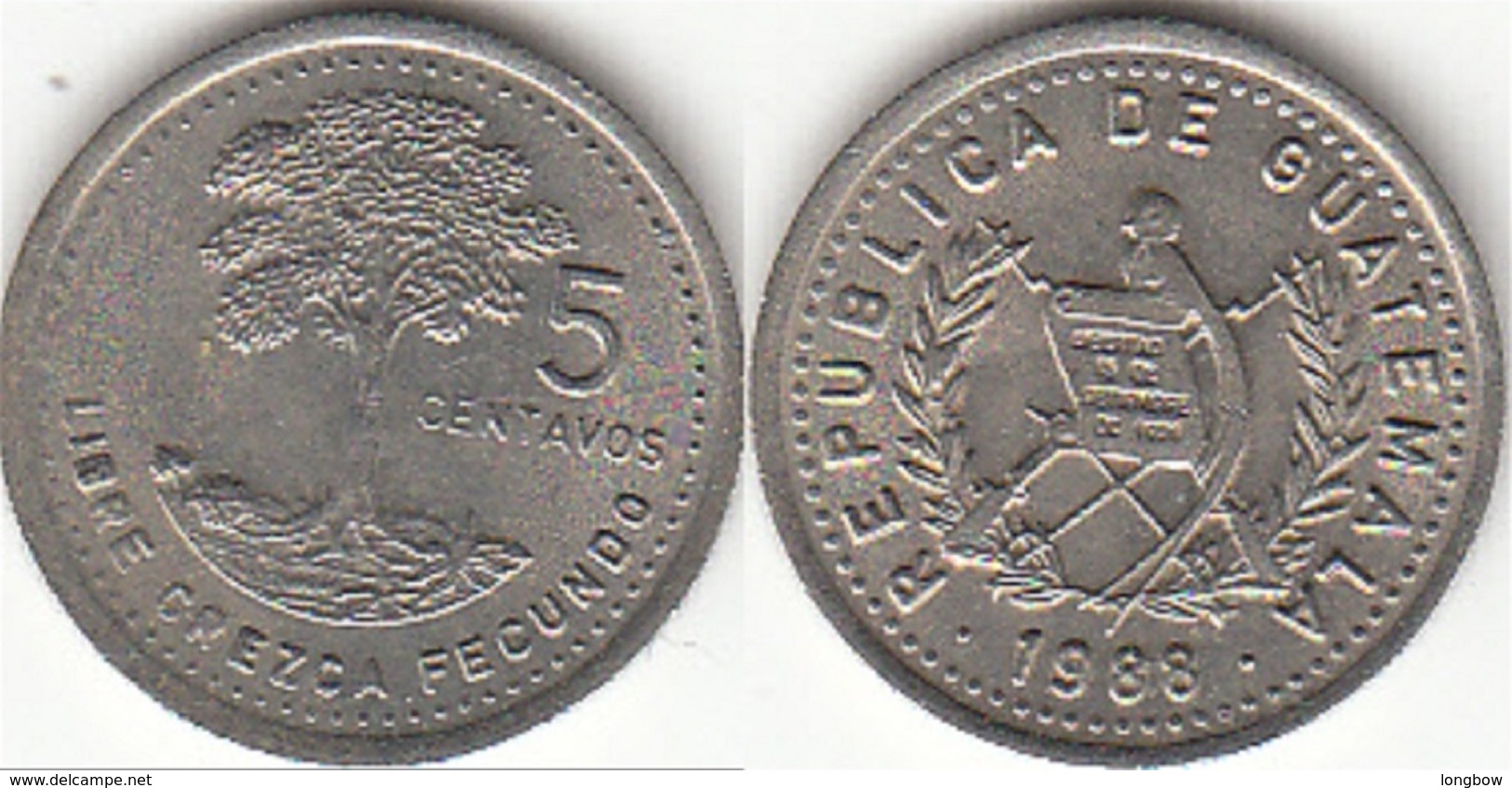 Guatemala 5 Centavos 1988 Km#276.4 - Used - Guatemala