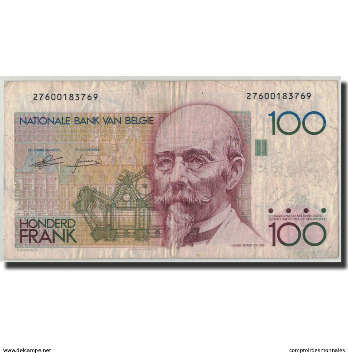 Billet, Belgique, 100 Francs, Undated (1982-94), KM:142a, B+ - 100 Francs