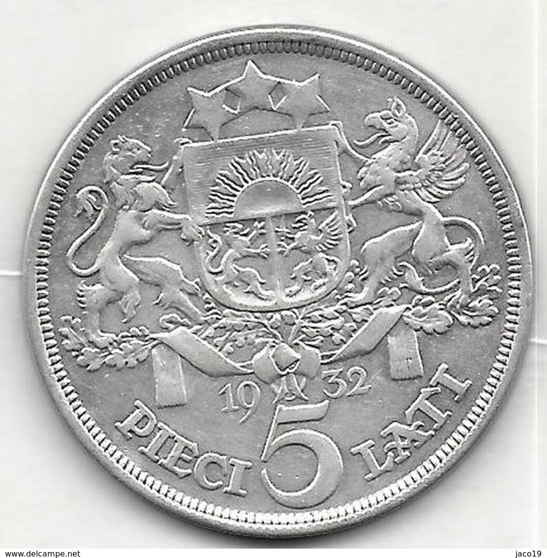 5 Lati Argent 1932 - Lettonie