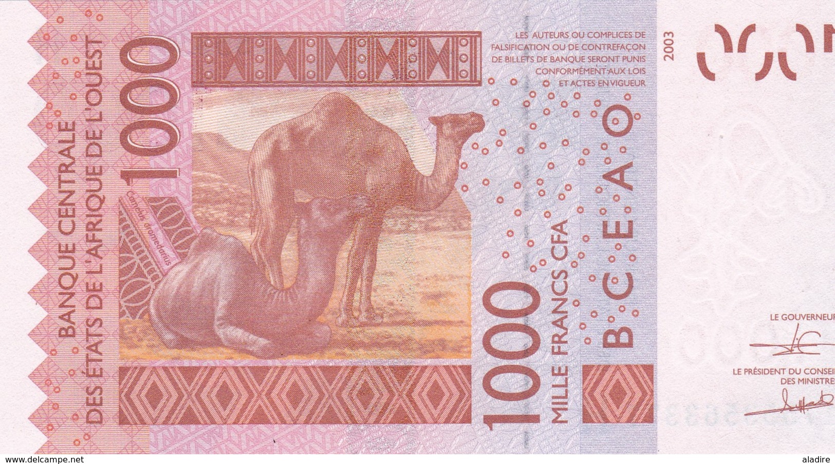1000 Francs CFA - Banque Centrale Des états De L'Afrique De L'ouest - Neuf 2003 - Otros – Africa