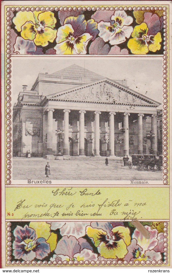 Brussel 1903 Belle Epoque De Bruxelles Monnaie Koets Caleche Bloem Fleur Viooltje Veilchen Pub Farine Lactee Renaux - Squares