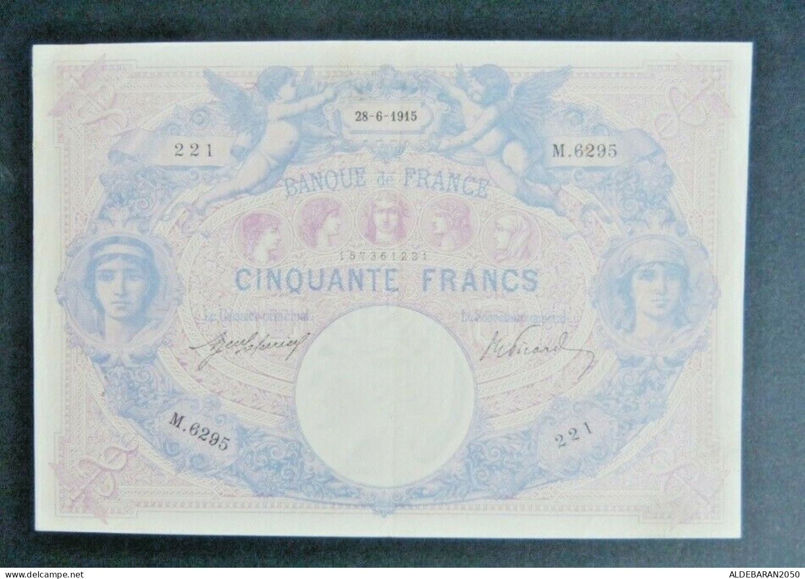 F 14 /28  50 F BLEU  ROSE  28/6/15  SPL - 50 F 1889-1927 ''Bleu Et Rose''