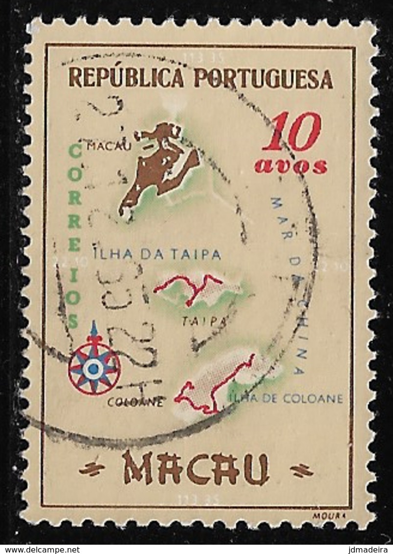 Macau Macao – 1956 Maps 10 Avos Used Stamp - Oblitérés