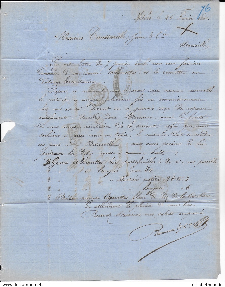 1864 - 20c EMPIRE LUXE Sur LETTRE De ARLES "APRES LE DEPART" => MARSEILLE - 1853-1860 Napoleon III