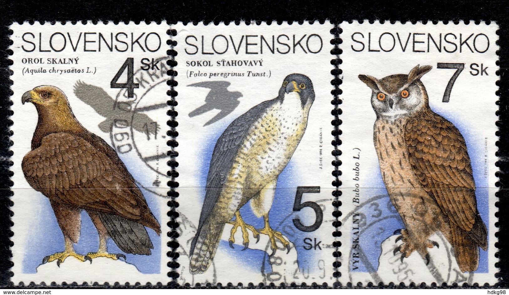 SK+ Slowakei 1994 Mi 194 Zf 195-97 IOC, Raubvögel - Usados