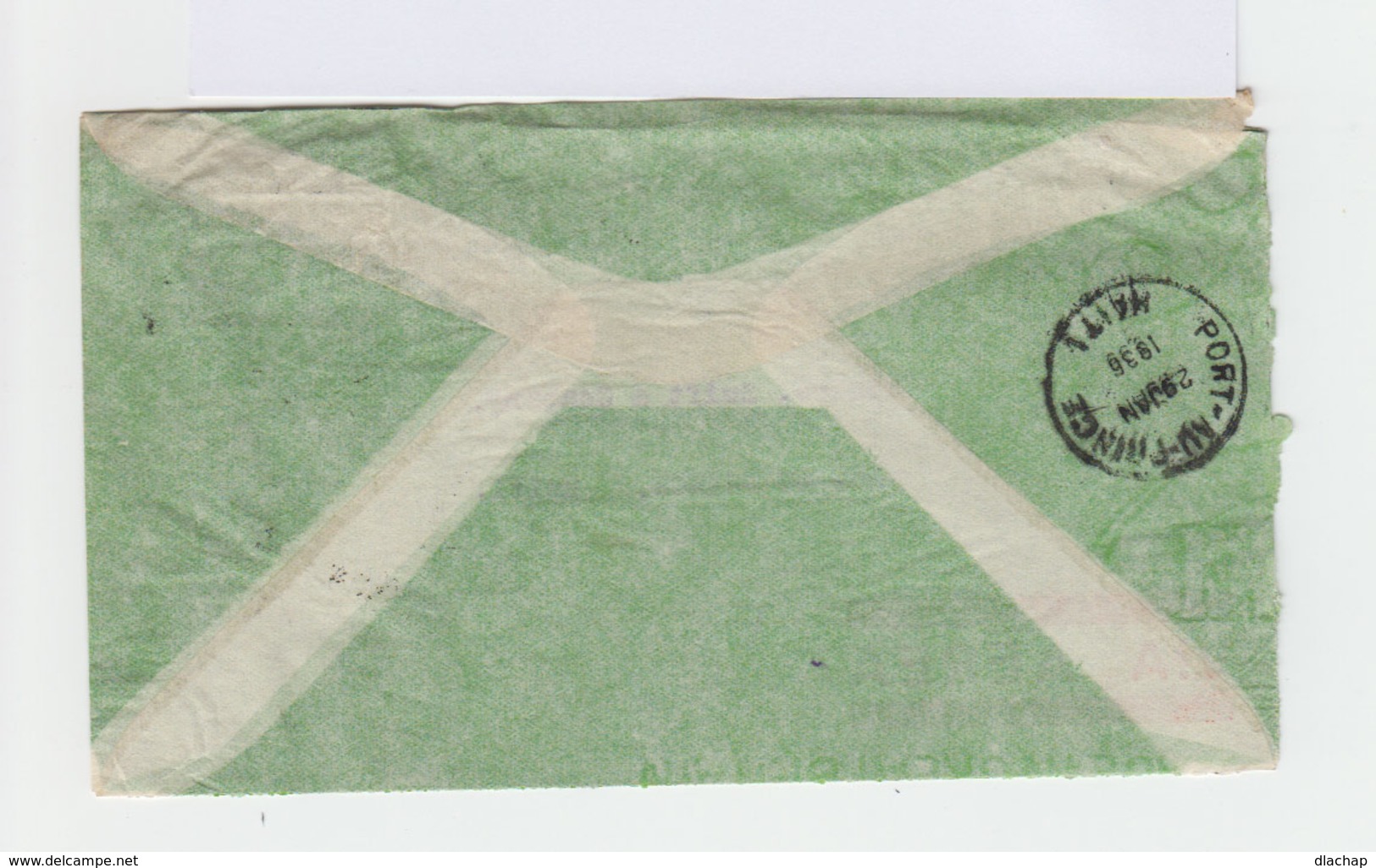 Sur Enveloppe Via Aerea Pour Haïti Deux Timbres Oblitérés 1936. (743) - Poste Aérienne