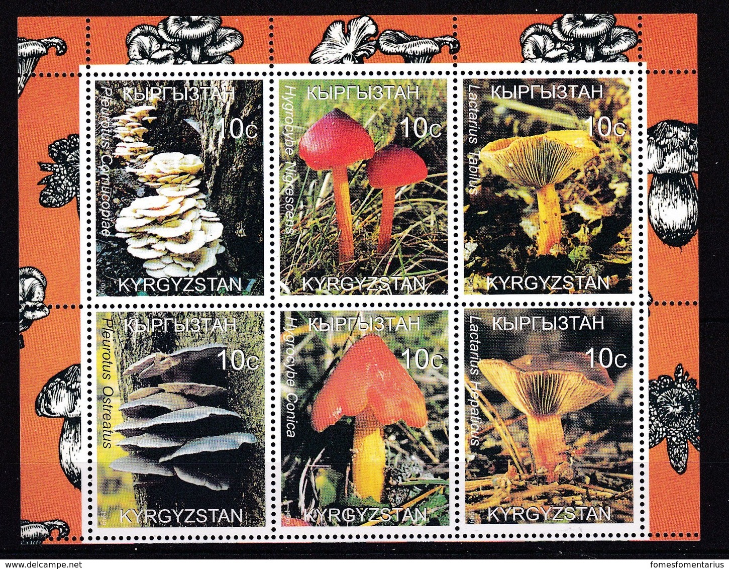 Feuillet Neuf** Du Kirgyzstan 6 Timbres Champignon - Mushrooms