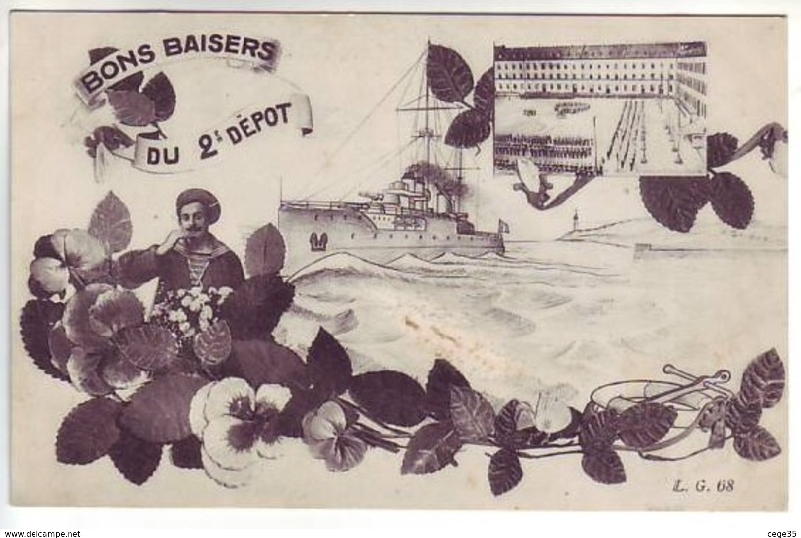 29 BREST - Bons Baisers Du 2ème Dépot - Militaria - Ed: L.G. 68 - Brest