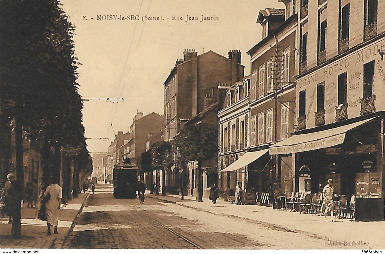 CARTE POSTALE ORIGINALE ANCIENNE : NOISY LE SEC LA RUE JEAN JAURES ANIMEE SEINE SAINT DENIS (93) - Tramways