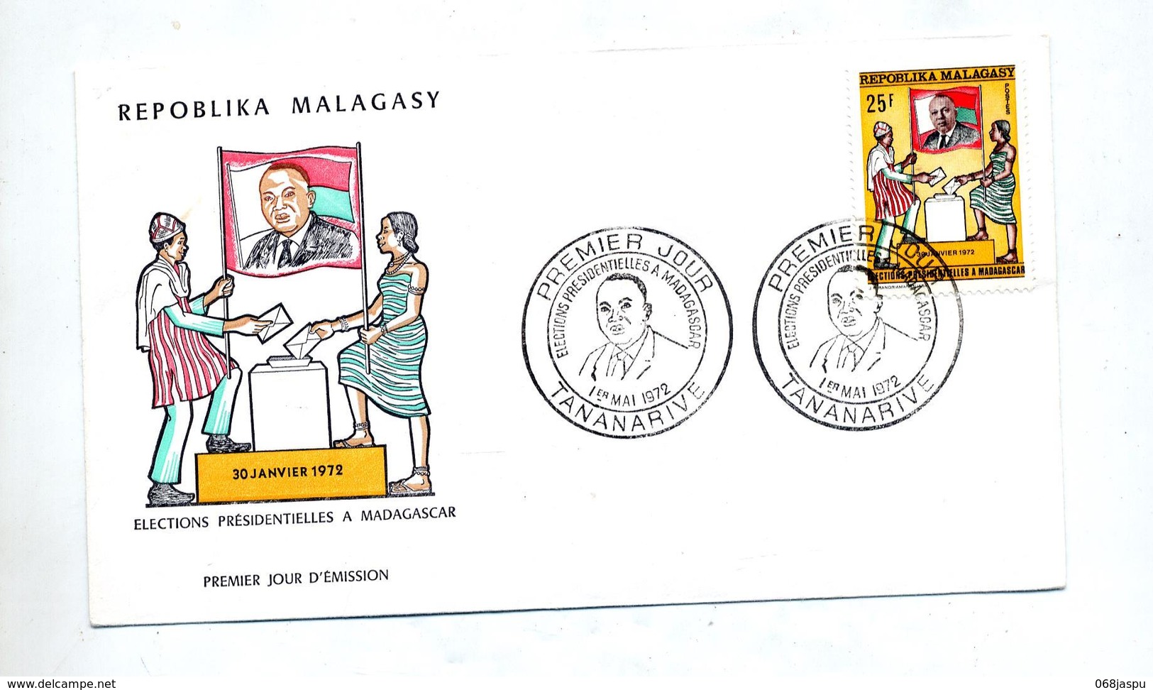 Lettre Fdc 1972 Election Presidentielle - Madagascar (1960-...)