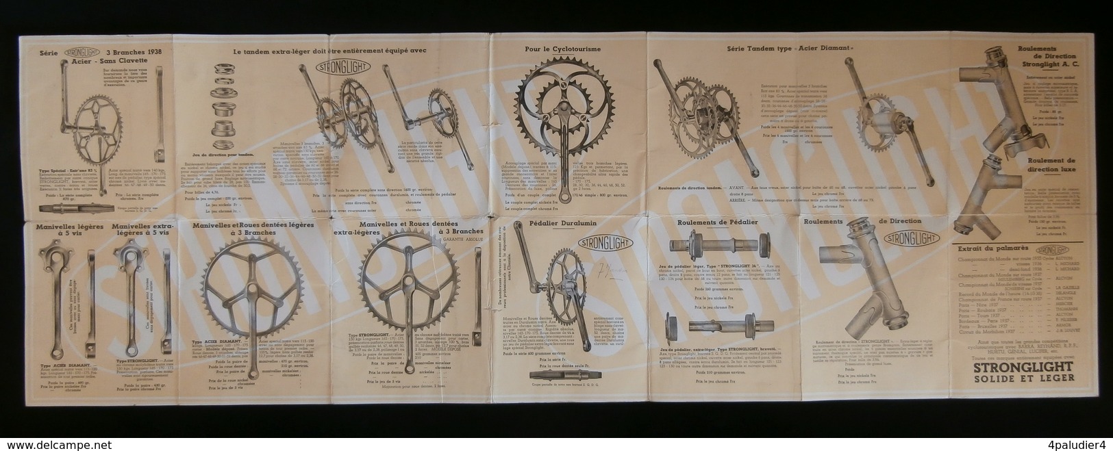 ( Cyclisme ) STRONGLIGHT Vous Présente.... 1938  ( Catalogue Accessoires Pour Vélocipèdes ) - Sports & Tourism