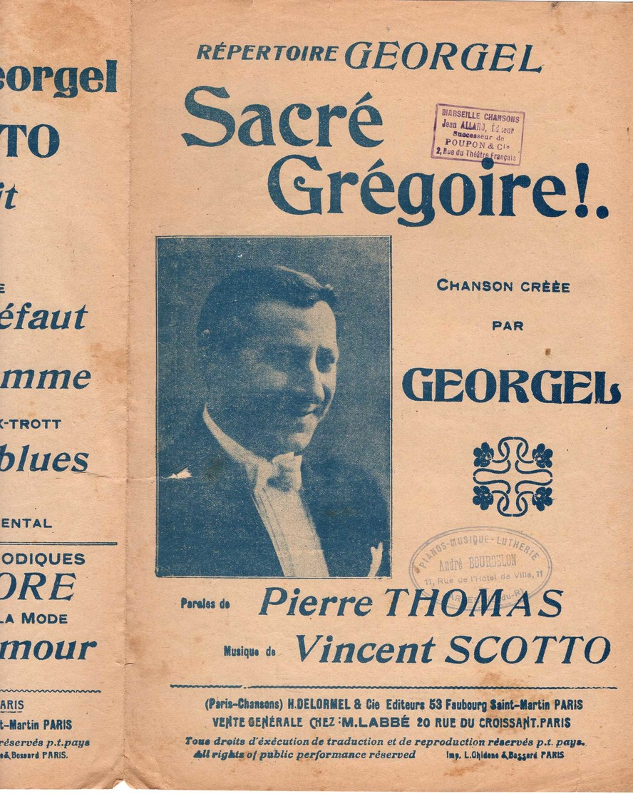 CAF CONC GEORGEL PARTITION SACRÉ GRÉGOIRE PIERRE THOMAS VINCENT SCOTTO 1924 - Other & Unclassified