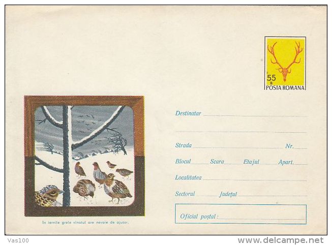 BIRDS, GREY PARTRIDGE, COVER STATIONERY, ENTIER POSTAL, 1971, ROMANIA - Rebhühner & Wachteln