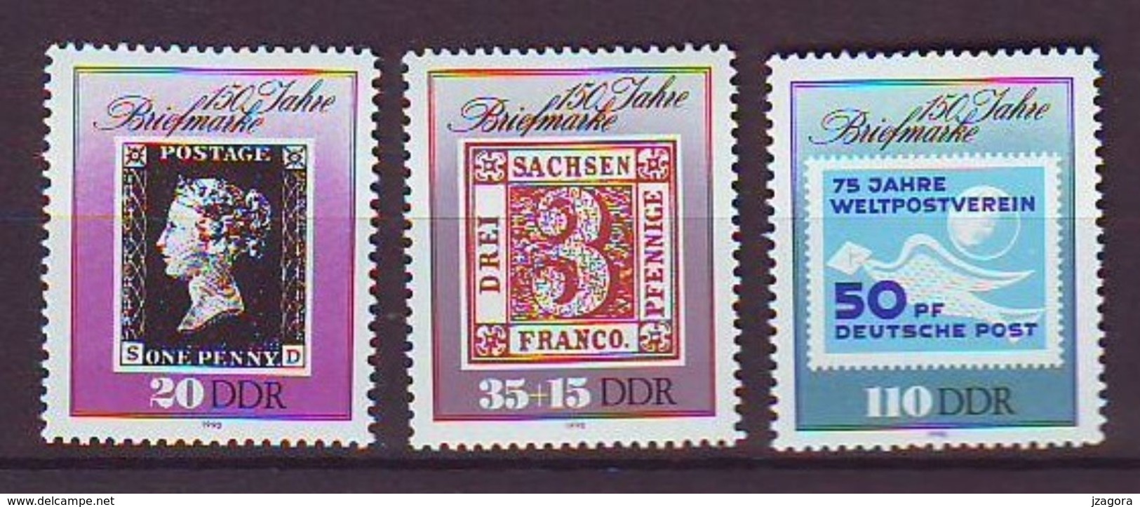 STAMP ON STAMPS  TIMBRE SUR LES TIMBRES DDR 1990 MNH Mi 3329-3331 - Stamps On Stamps