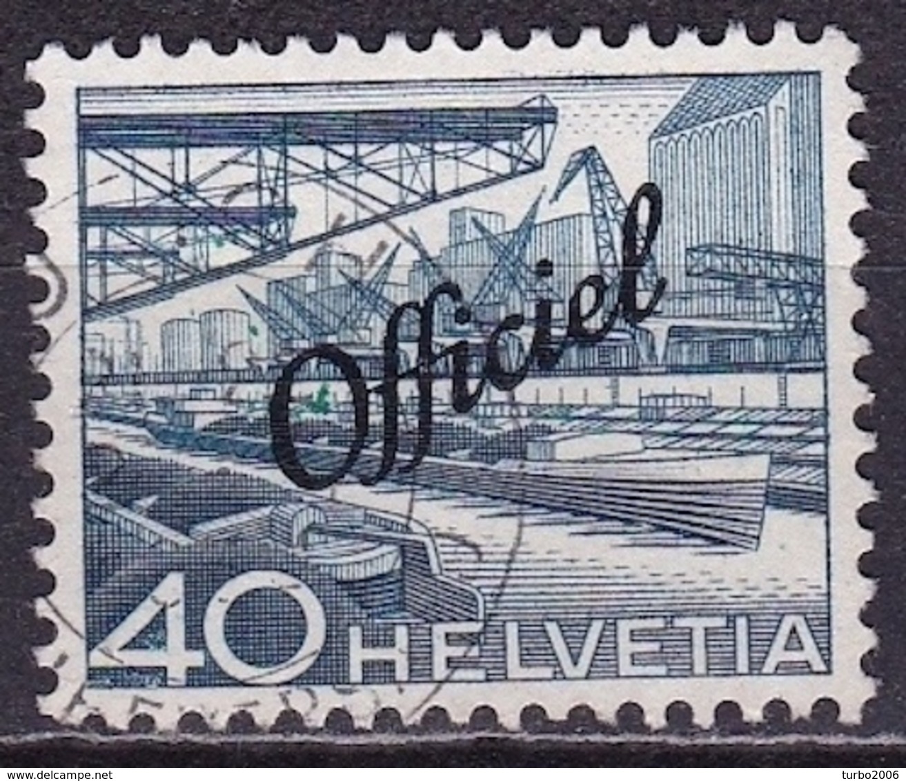 Switzerland / Schweiz / Suisse: 1950 Landschaften 40 C Blau Mit Aufdruck Officiel Michel D 71 - Dienstzegels