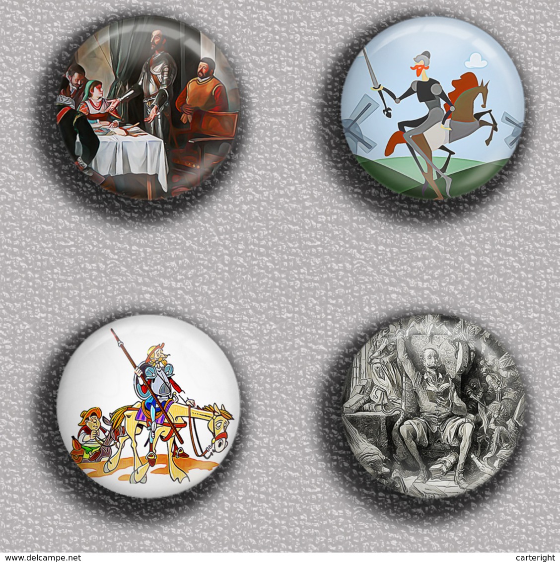 Don Quijote Fan ART BADGE BUTTON PIN SET 3 (1inch/25mm Diameter) 35 DIFF - Berühmte Personen