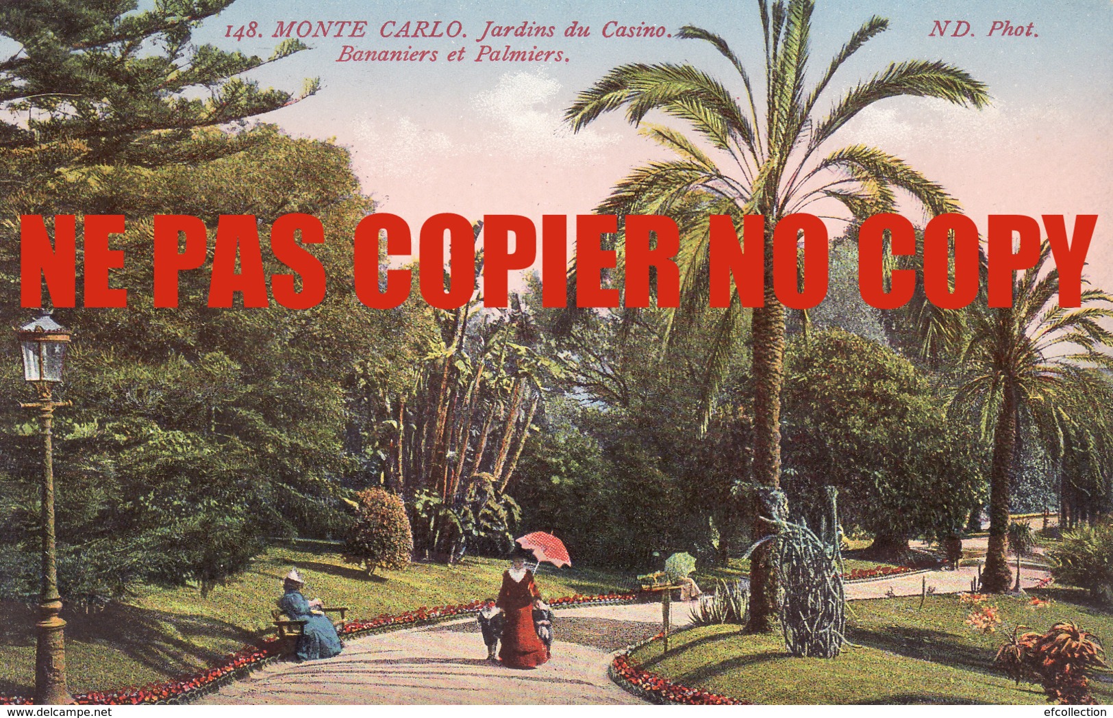 MONTE CARLO JARDINS DU CASINO BANANIER ET PALMIER COTE D'AZUR CARTE ANCIENNE EDIT. ND PHOTO A. SAUVAIGO CHROMO LEIPZIG - Monte-Carlo