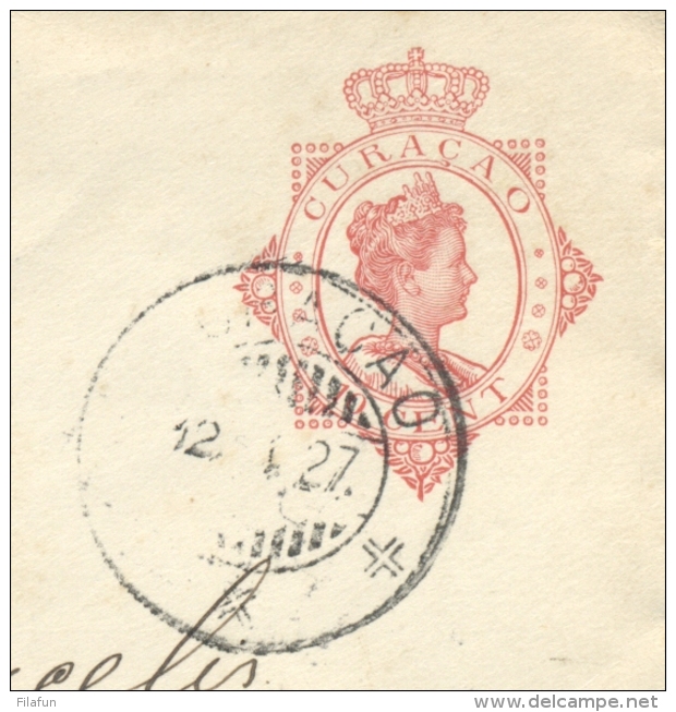 Curacao - 1927 - 10 Cent Wilhelmina, Envelop G21 Van KB CURACAO Naar Delft / Nederland - Curaçao, Nederlandse Antillen, Aruba