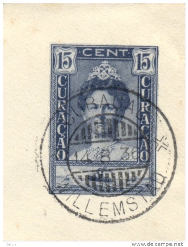 Curacao - 1936 - 15 Cent Wilhelmina Met SS Simon Bolivar, Envelop G26 Van KB CURACAO/WILLEMSTAD Naar Wageningen - Curaçao, Nederlandse Antillen, Aruba