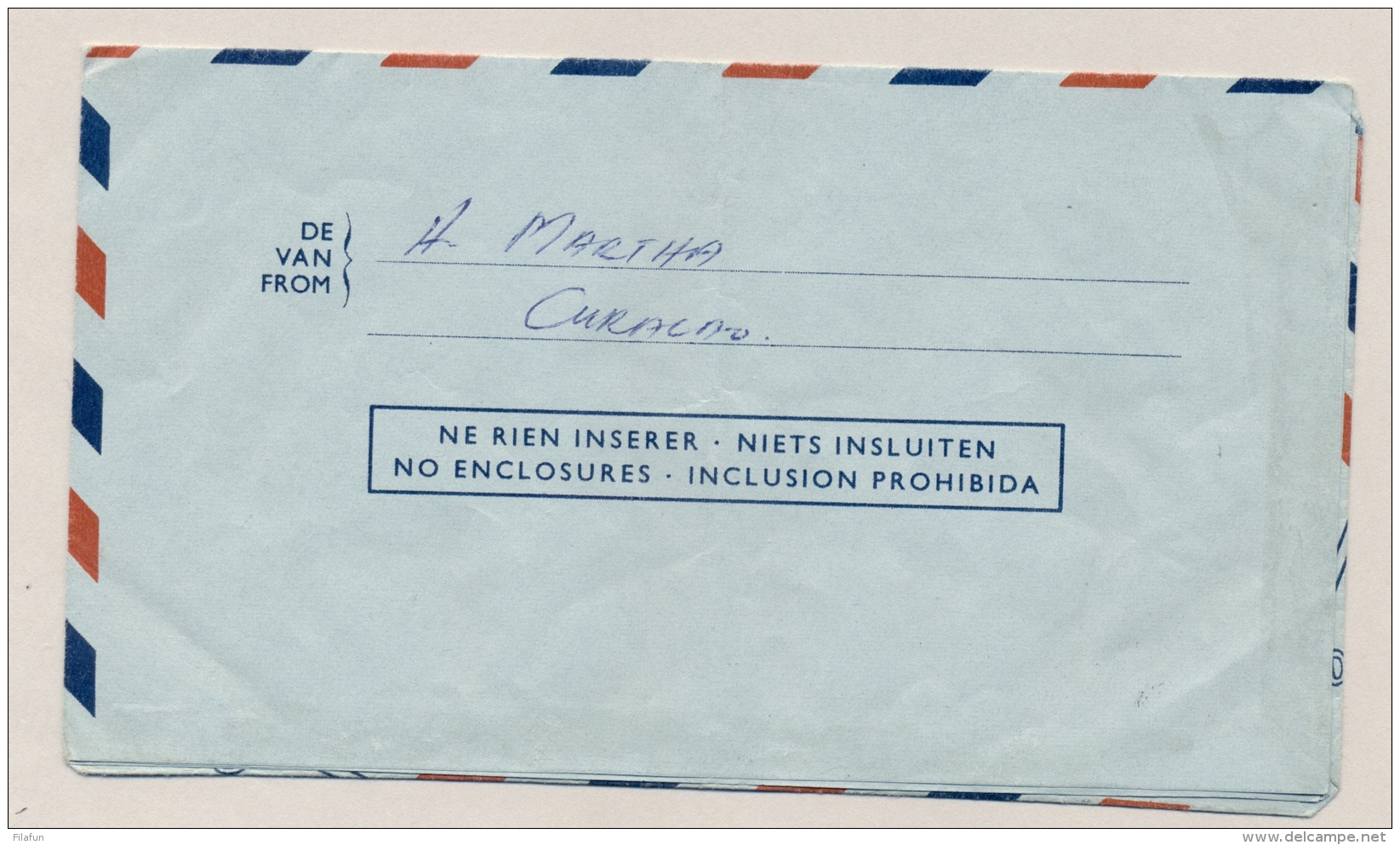 Curacao - 1969 - 20c Juliana Met St Eustatius Aerogramme G3 Van KB Curacao/Willemstad 52 Naar Arnhem / Nederland - Curaçao, Nederlandse Antillen, Aruba