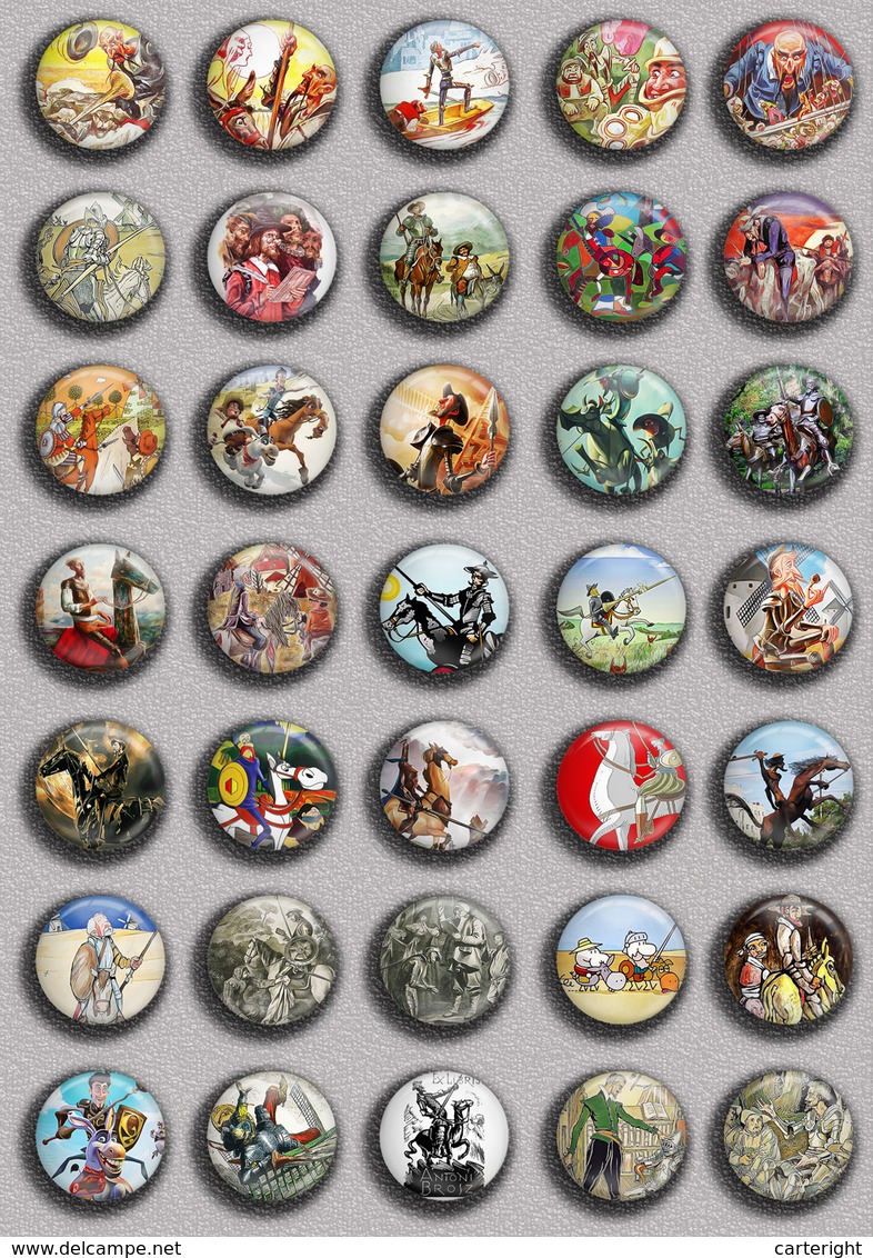 Don Quijote Fan ART BADGE BUTTON PIN SET 4 (1inch/25mm Diameter) 35 DIFF - Berühmte Personen