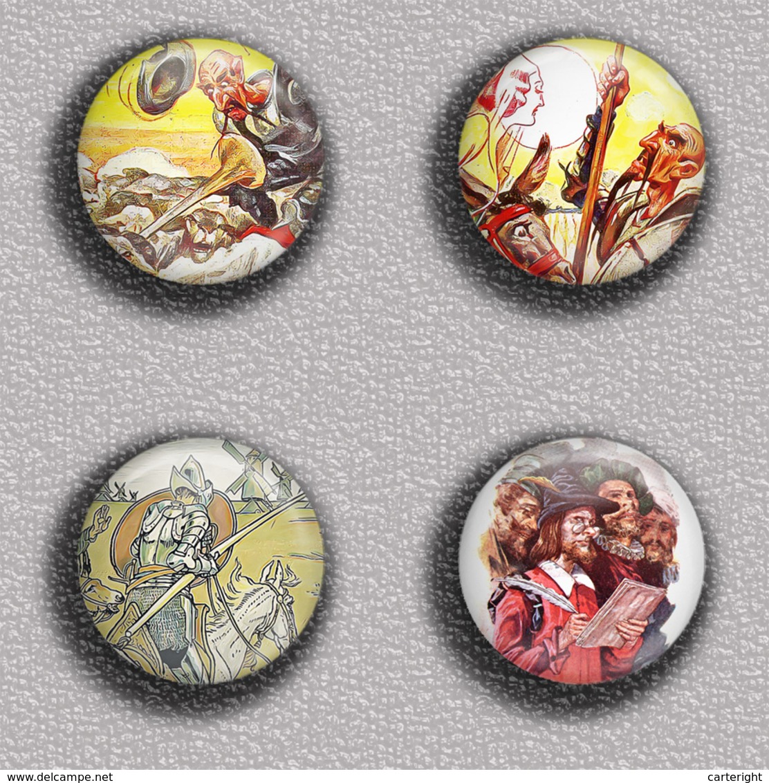 Don Quijote Fan ART BADGE BUTTON PIN SET 4 (1inch/25mm Diameter) 35 DIFF - Berühmte Personen