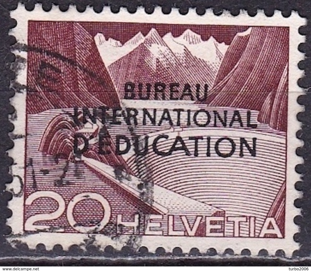 Switzerland / Schweiz / Suisse: 1950 Landschaften 20 C Violet Mit Aufdruck B.I.d.E. Michel BIE / IBE 32 - Dienstzegels